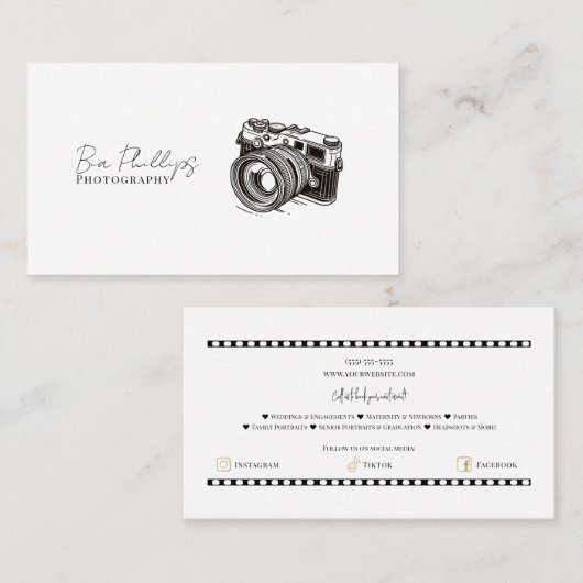 ミニマル写真撮影者写真 名刺 (正面/裏面)