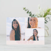 ミニマル写真数々の卒業ピンクのお知らせ 招待状 (スタンド正面)