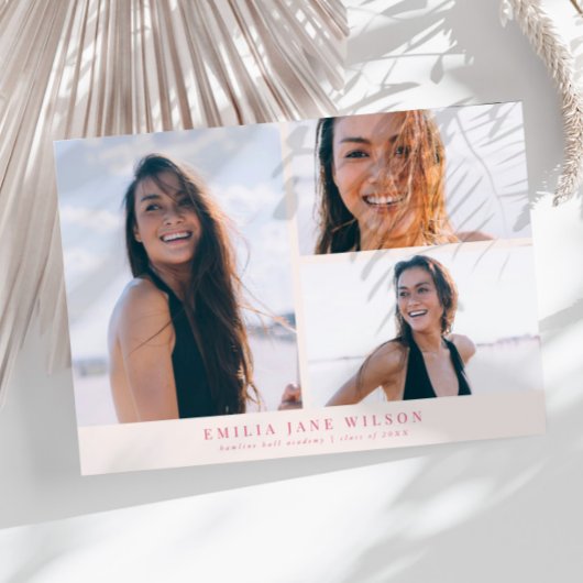 ミニマル写真数々の卒業ピンクのお知らせ 招待状