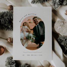 ミニマル写真新婚クリスマスカード 招待状