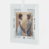 ミニマル写真新婚夫婦1stクリスマス ガラスオーナメント (正面左)