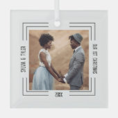ミニマル写真新婚夫婦1stクリスマス ガラスオーナメント (正面)