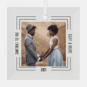 ミニマル写真新婚夫婦1stクリスマス ガラスオーナメント (裏面)