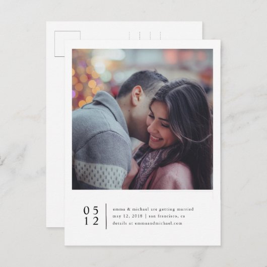 ミニマル写真日付の保存 案内ポストカード (正面/裏面)