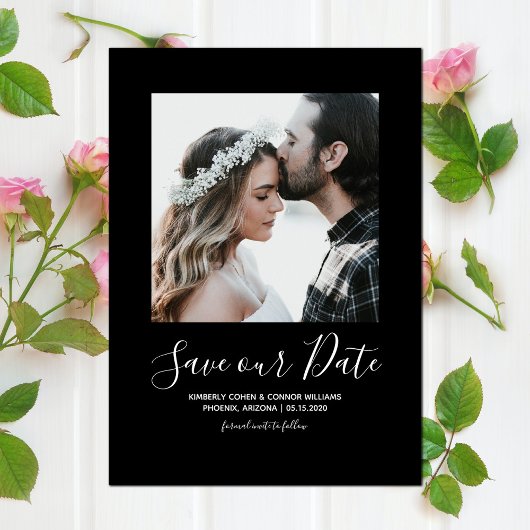 ミニマル写真日付の保存 |黒 セーブザデート