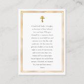 ミニマル写真正統記念記念祈りの言葉カード プレイスカード (裏面)