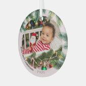 ミニマル写真水彩ベビー初めてのクリスマス ガラスオーナメント (正面左)