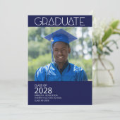 ミニマル写真海軍ブルー卒業パーティー 招待状 (スタンド正面)