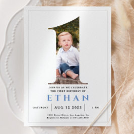 ミニマル写真番号1誕生日招待状 招待状