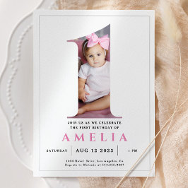 ミニマル写真番号1誕生日招待状 招待状