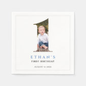 ミニマル写真番号1誕生日 スタンダードカクテルナプキン (正面)