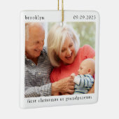 ミニマル写真祖父母の初めてのクリスマス セラミックオーナメント (右)