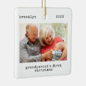 ミニマル写真祖父母の初めてのクリスマス セラミックオーナメント (右)