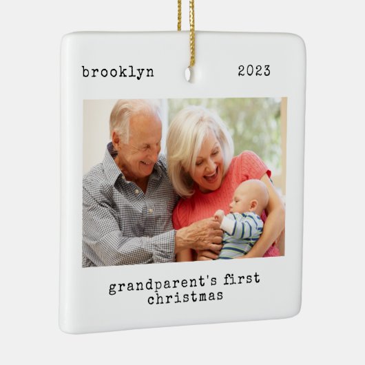 ミニマル写真祖父母の初めてのクリスマス セラミックオーナメント (右)