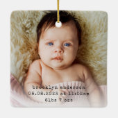 ミニマル写真祖父母の初めてのクリスマス セラミックオーナメント (裏面)