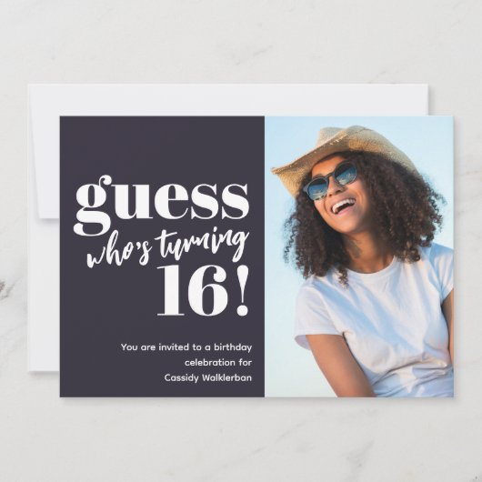 ミニマル写真第16誕生日 招待状 (正面)