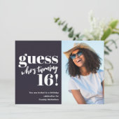 ミニマル写真第16誕生日 招待状 (スタンド正面)