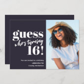 ミニマル写真第16誕生日 招待状 (正面/裏面)
