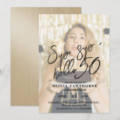 ミニマル写真第50回誕生日パーティー 招待状 (正面/裏面)