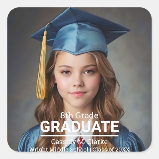 ミニマル写真第8級卒業シール スクエアシール (正面)