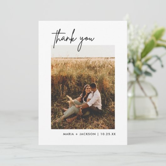 ミニマル写真結婚のサンキューカード サンキューカード (スタンド正面)