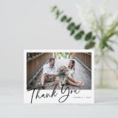 ミニマル写真結婚の感謝ポストカード ポストカード (スタンド正面)