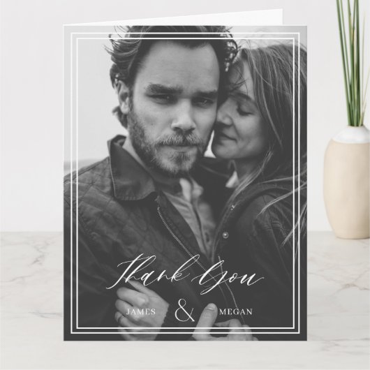 ミニマル写真結婚の感謝 サンキューカード (正面)