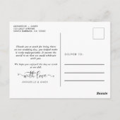 ミニマル写真結婚の感謝 ポストカード (裏面)