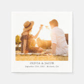 ミニマル写真結婚コラージュ スタンダードカクテルナプキン (正面)