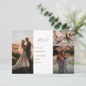 ミニマル写真結婚コラージュ 出欠カード (スタンド正面)