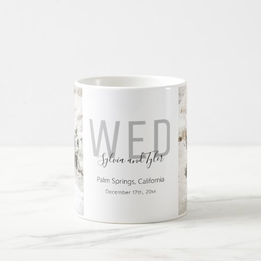 ミニマル写真結婚式の引き出物 コーヒーマグカップ (中央)