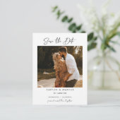 ミニマル写真結婚式の日付はがきを保存 シーズンポストカード (スタンド正面)