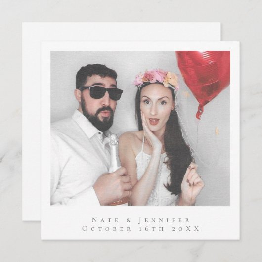 ミニマル写真結婚式の日付を保存 招待状 (正面/裏面)