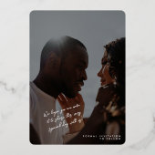 ミニマル写真結婚式の日付を保存 箔招待状 (裏面)