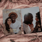 ミニマル写真結婚式の日付を保存 箔招待状