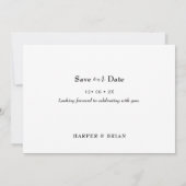 ミニマル写真結婚式デートのカードを保存 招待状 (裏面)