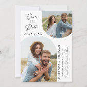 ミニマル写真結婚式デートのカードを保存 招待状 (正面)