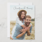 ミニマル写真結婚式デートのカードを保存 招待状 (裏面)