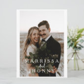 ミニマル写真結婚式招待状カード (スタンド正面)