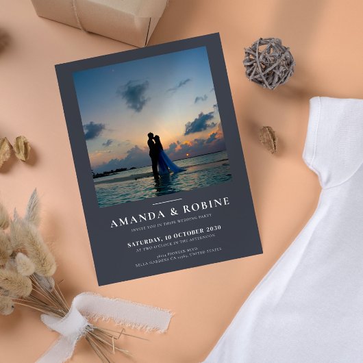 ミニマル写真結婚式招待状 招待状