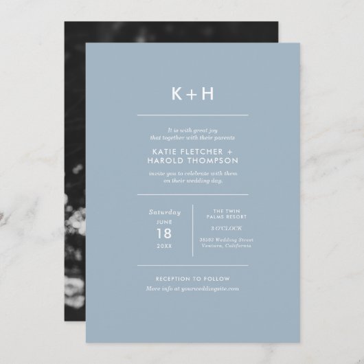 ミニマル写真結婚式招待状 招待状 (正面/裏面)