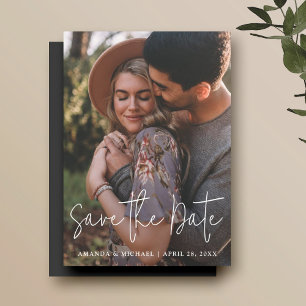 ミニマル写真結婚式Save the Date Magnet マグネット招待状