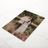 ミニマル写真結婚書道の金ゴールド 箔招待状 (回転した状態)