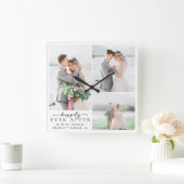 ミニマル写真結婚書道 スクエア壁時計 (ホーム)