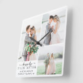 ミニマル写真結婚書道 スクエア壁時計 (傾斜)