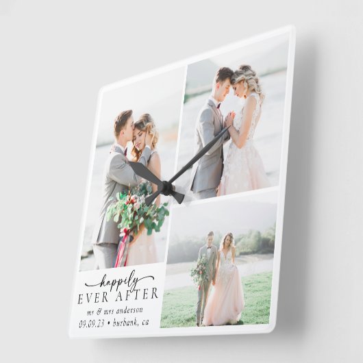 ミニマル写真結婚書道 スクエア壁時計 (傾斜)