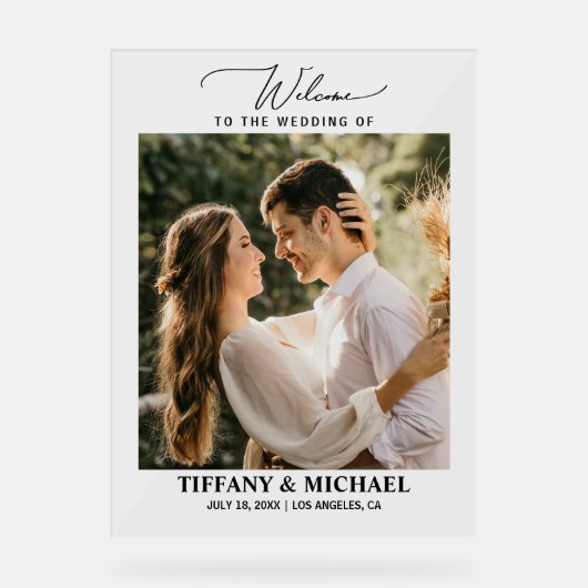 ミニマル写真結婚歓迎澄ん アクリルサイン (正面)