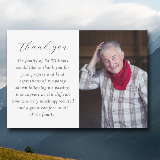 ミニマル写真葬儀サンキューカード サンキューカード