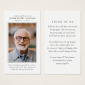 ミニマル写真記念祈りの言葉カード (正面&裏面)