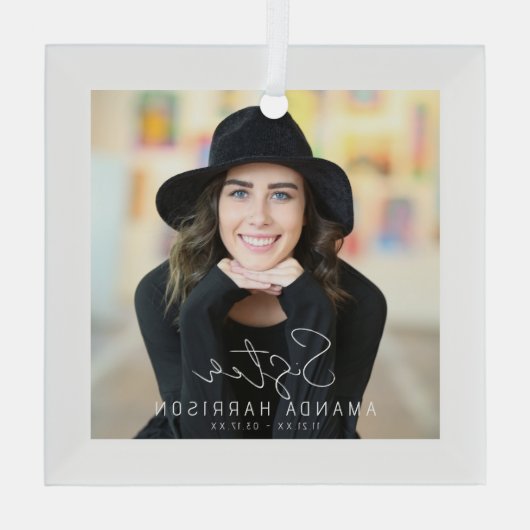 ミニマル写真記念 |シスター ガラスオーナメント (裏面)